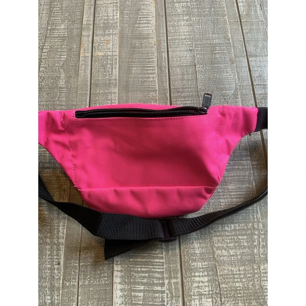 Vintage Pink Neon Retro Logo Design‎ Fanny Pack Nylon 90s Adjustable Fool House